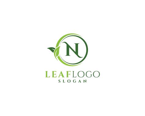 Letter N Natural Leaf Logoleaf Logogreen Leaf Circle Logo Design
