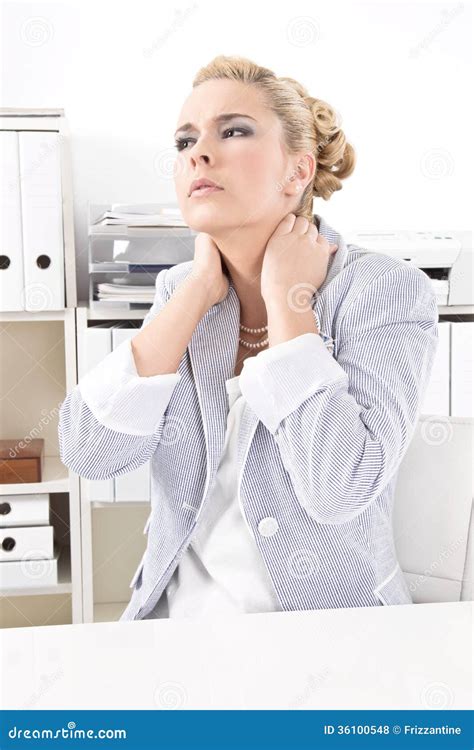 Business Woman With Neck Pain Stock Photo Image Of Nape Ache 36100548