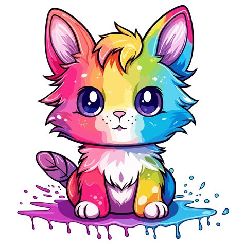 Beautiful Rainbow Cat Ai Generated 24477868 Png