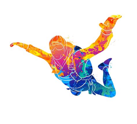 Premium Vector Abstract Skydiver From Splash Of Watercolors
