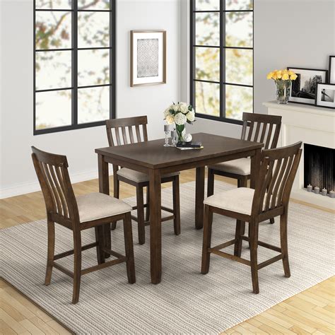 Coaster normandie 5 piece counter height table set. Dining Table Set with 4 Chairs, 5-Piece Wooden Kitchen ...