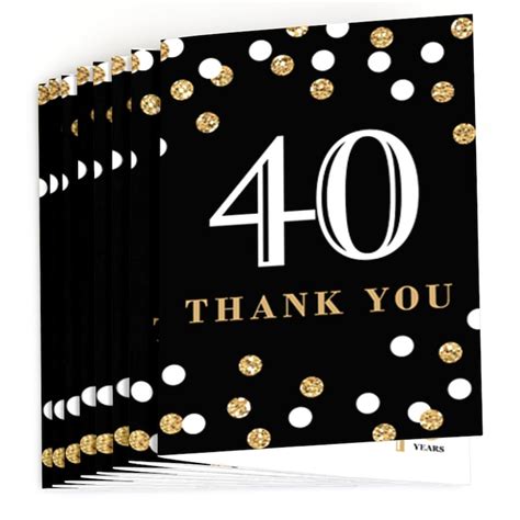 40th Birthday Thank You Cards Adult 40th Birthday Gold Etsy