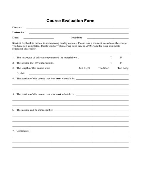 2022 Class Evaluation Form Fillable Printable Pdf And Forms Handypdf