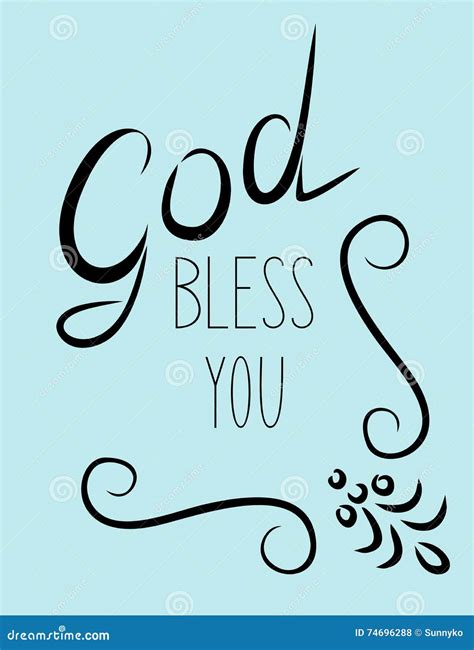 Inscription God Bless You With Flourishes Stock Vector Illustration