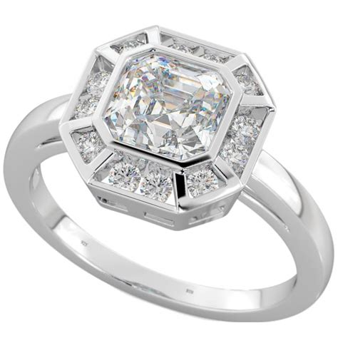 925 Sterling Silver Ladies Assscher Cut Cubic Zirconia Rings
