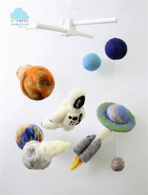 Planets Baby Mobile For Space Themed Nursery With Rocket And Etsy Baby Mobile Felt Space