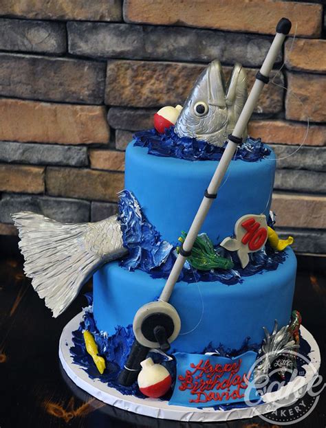 Fish Themed Birthday Cake Iced With Fondant With A Sculpted 3d Fish