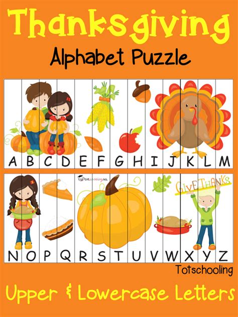 Free Thanksgiving Alphabet Puzzle Totschooling Toddler Preschool