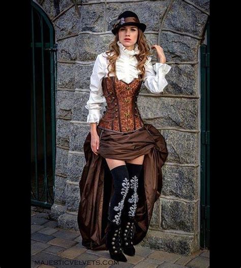 Steampunk Brown Corset W Brown Bustle Skirt Victorian Cosplay Costume Dress Goth Etsy