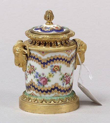Sevres Porcelain Bronze Mounted Inkwell Hand Painted Porcelain
