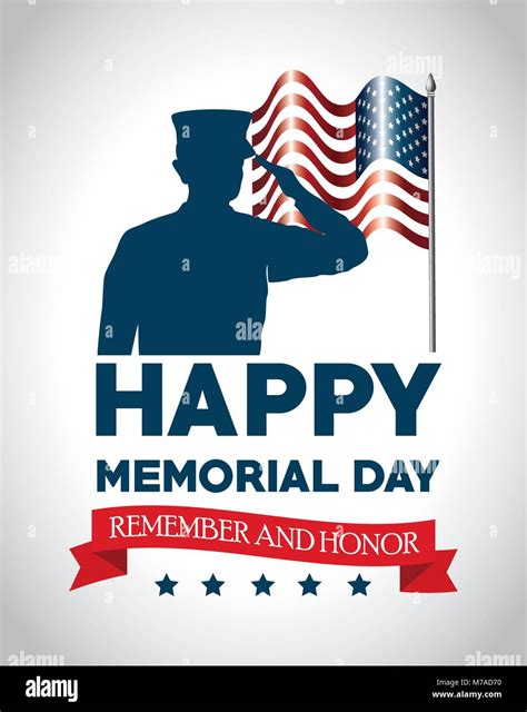 Happy Memorial Day Card With Soldier Silhuette Stock Vector Image And Art