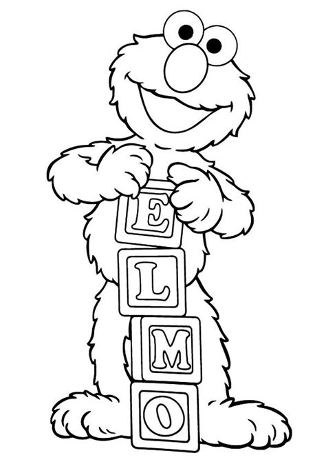 Free And Printable Elmo With Alphabet Blocks Coloring Picture Assignment