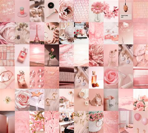 Aesthetic Wall Collage Kit Digital Vsco Blush Baby Pink Etsy