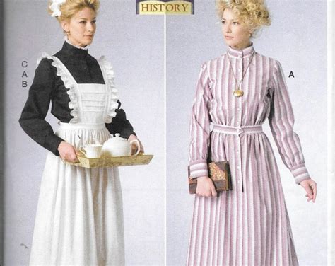 Butterick Pattern B6229 Womens Edwardian Historical Costume Dress Apron Downton Abbey
