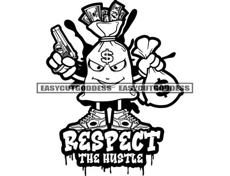 Respect The Hustle Money Bag Cartoon Character Bag Cash Etsy