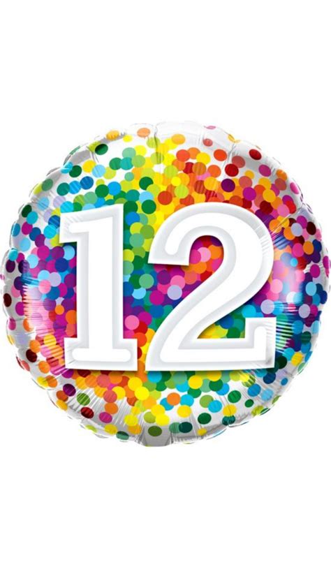 Number Twelve Confetti Foil Balloon The Partys Here