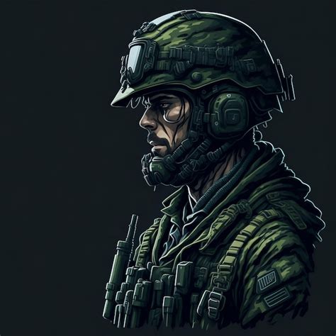 Premium Photo Vector Military Soldier Print Illustration