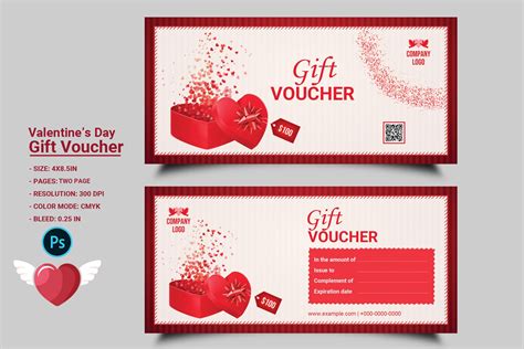 Valentine S Day T Voucher Template Valentines Day T Certificate Photoshop Template Instant
