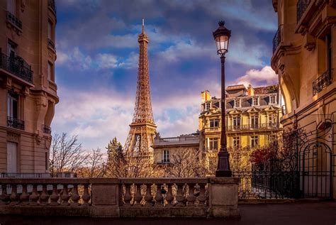 Eiffel Tower View From The Street Paris France