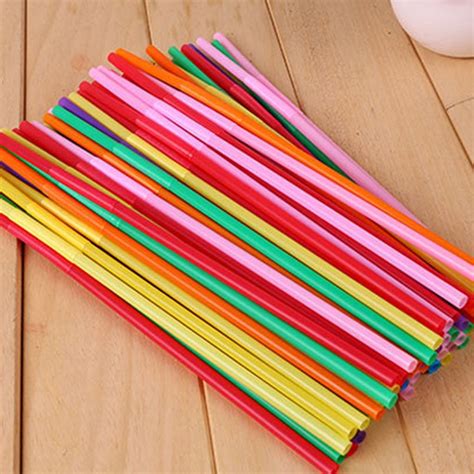 100pcs Plastic Flexible Bendable Straw Drinking Disposable Straws For