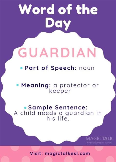 Word Of The Day Guardian Word Of The Day Learning English Is Fun