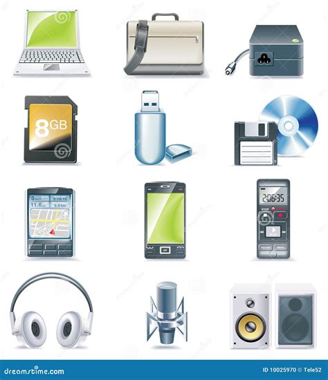 Vector Detailed Computer Parts Icon Set Part 3 Stock Vector
