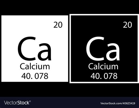 Calcium Chemical Symbol Periodic Table Black Vector Image