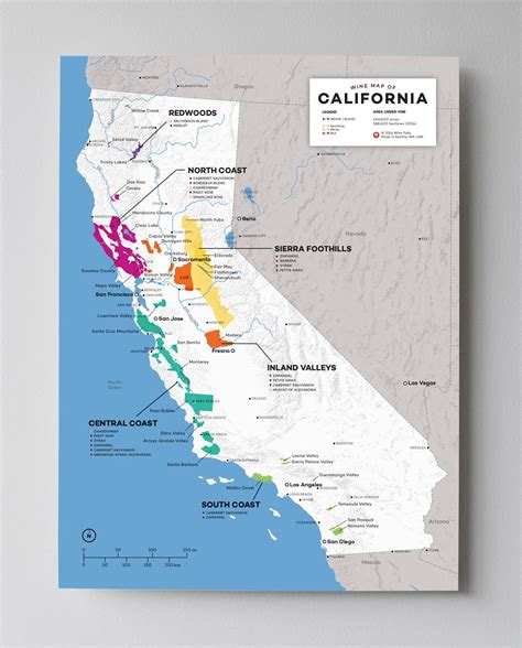 Wine Map Of California Usa With Cities Wine Map Wine Region Map
