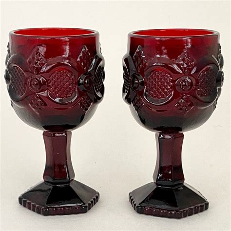 2 Avon Cape Cod Ruby Red Wine Glasses Goblets 4 5 8 In Etsy