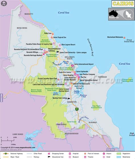 Map Of Cairns And Surrounds Wall Map Of The World