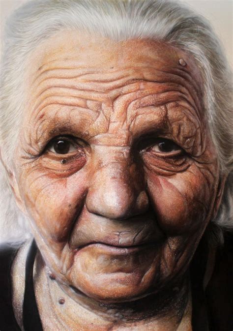 Mixed Media Portrait Of My Grandmother Detail By Atomiccircus On