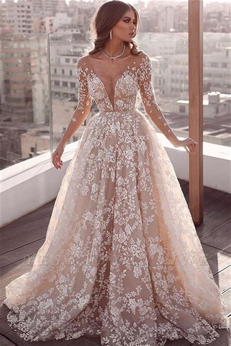 Https://techalive.net/wedding/floral Lace Long Sleeve Wedding Dress