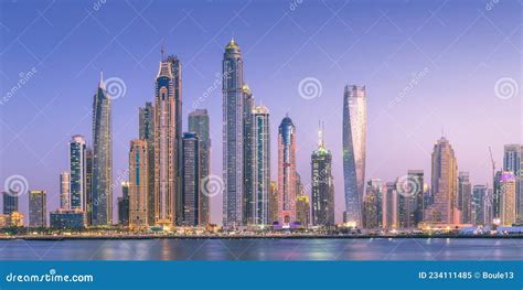 Dubai Marina Bay View From Palm Jumeirah Uae Stock Image Image Of