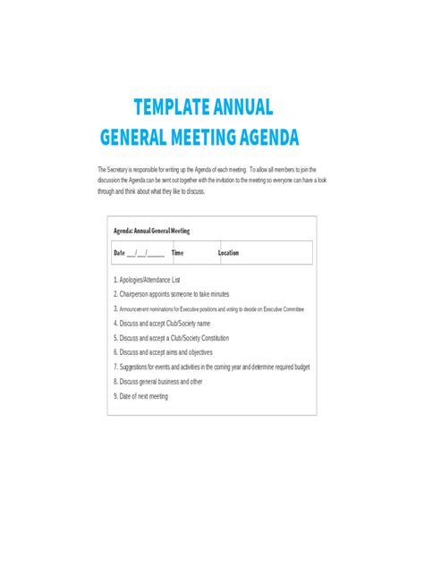 Annual General Meeting Agenda Template 8 Free Templates In Pdf Word