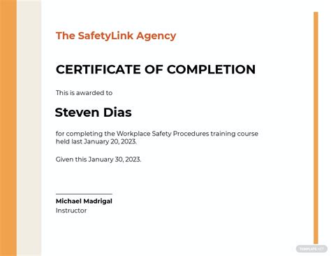 19 Free Safety Certificate Templates Customize And Download
