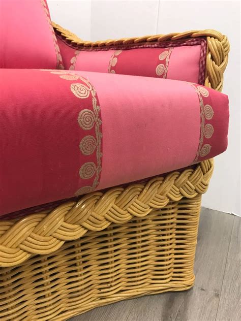 The ofm 161 collection mid century modern tufted fabric lounge chair with ottoman, solid honey beechwood legs, in teal, is a stunning piece that delivers a wingback chair meets mid century modern vibe that is sure to be a conversation starter. Mid-Century Modern Pink Rasberry Wicker Lounge Chair and ...