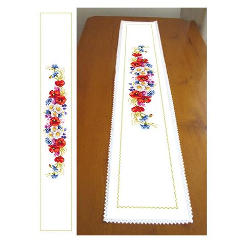 Looking for free cross stitch patterns? Cross Stitch pattern - Long table runner with pansies
