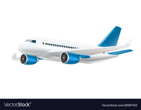 3d White Glossy Commercial Jet Airplane Take Off Vector Image