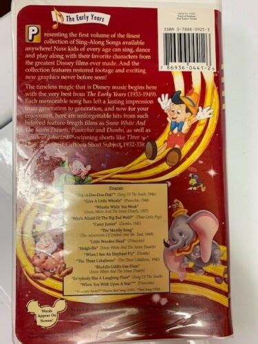 Disney S Sing Along Songs The Early Years Vhs Ebay