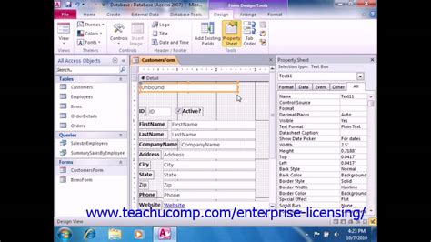 Microsoft Office Access Tutorial 2010 The Control Toolbox 121 Employee