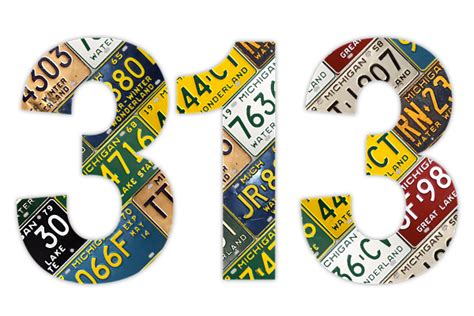 313 Area Code Detroit Michigan Recycled Vintage License Plate Art On White Background Face Mask
