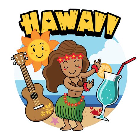 Cute Cartoon Hawaiian Girl Dancing 22214800 Vector Art At Vecteezy