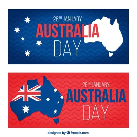 Free Vector Australia Day Banners With Wavy Backgrounds