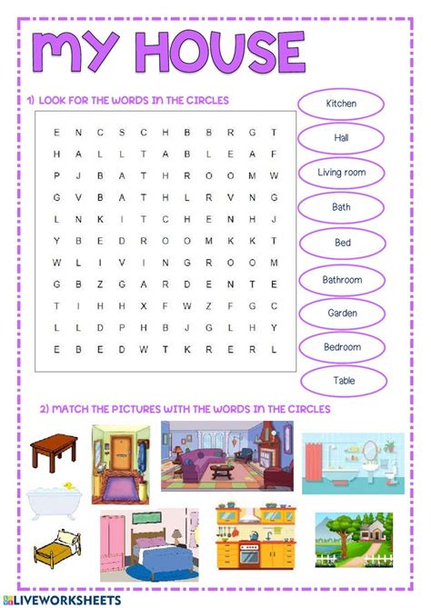 Parts Of The House Free Online Worksheet English Worksheets For Kids