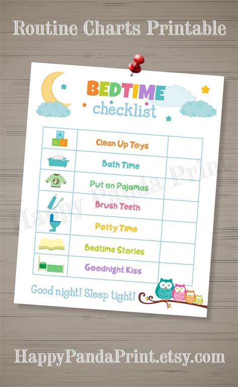 Bedtime Checklist Printable Bedtime Routine Checklist Etsy Kids