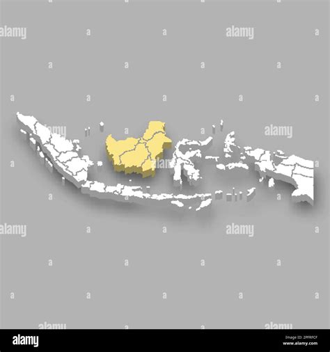 Kalimantan Region Location Within Indonesia 3d Isometric Map Stock