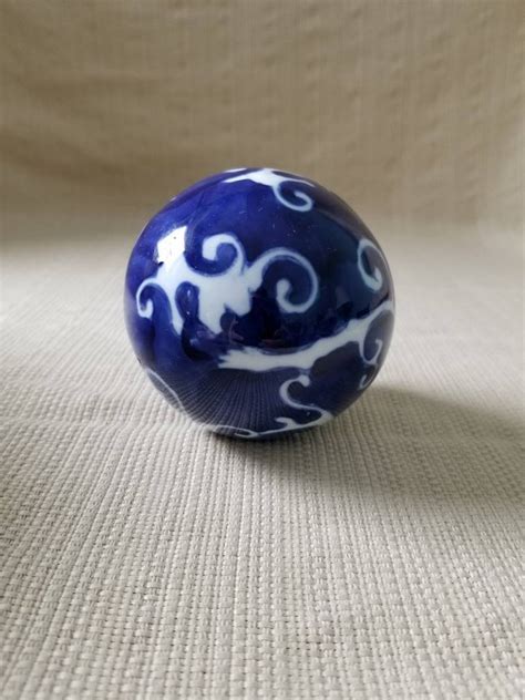 Blue And White Porcelain Carpet Balls Cobalt Blue Home Decor Etsy