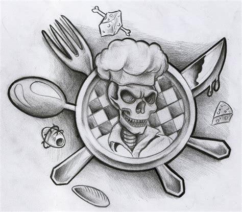 Imagen vectorial calavera humana en un sombrero mexicano con dos cuchillos es el cuchillo más versátil, ya que sirve para una enorme variedad de técnicas culinarias. Tatuje De Calavera Con Dos Cuchillos Con Gorro De Chef ...