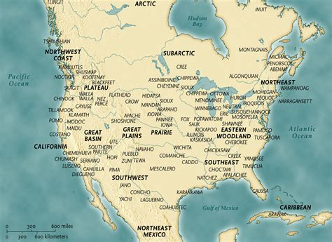 Карта племен индейцев северной америки