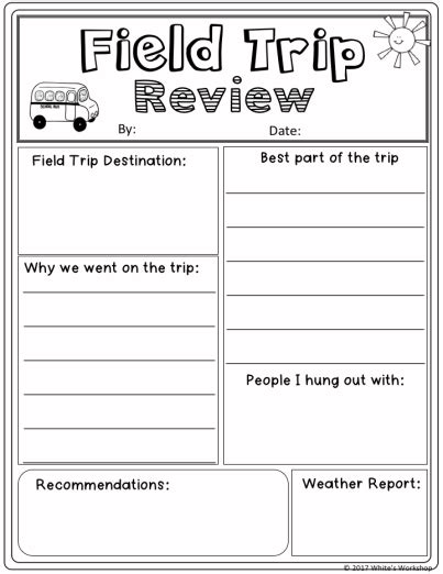 Free Printable Field Trip Reflection Worksheet Pdf
